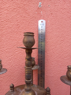 Brass six-arm candlestick used