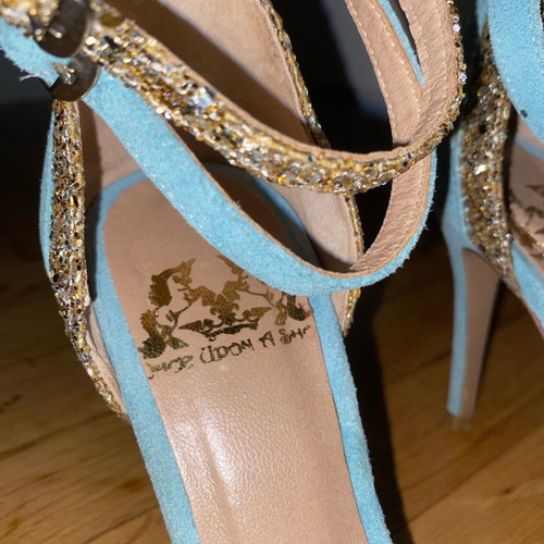 Once Upon A Shoe Stiletto Heels used, blue with gold details, size 36