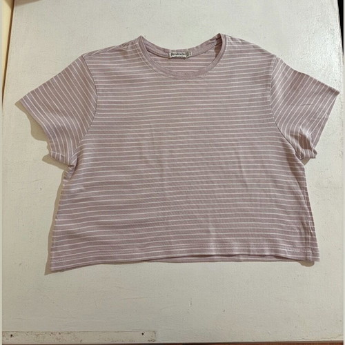 Lilac short striped t-shirt Stradivarius like new, size XS