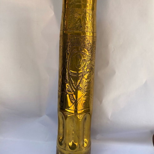 Carved brass casing new with Virgin Mary and double-headed eagle