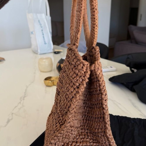 0711 brown raffia bag like new