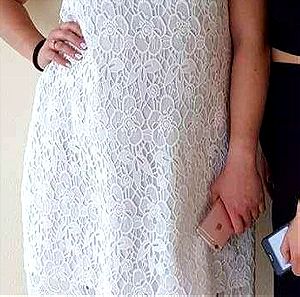 Λευκό δαντέλα φόρεμα εγκυμοσύνης