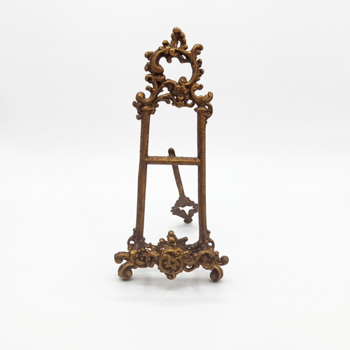 Vintage Baroque Metal Display Easel with Antique Bronze/Gold Patina