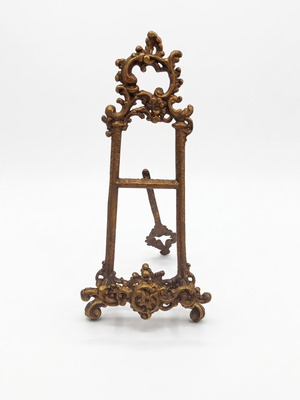 Vintage Baroque Metal Display Easel with Antique Bronze/Gold Patina