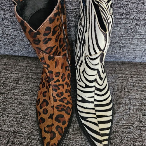 Jeffrey Campbell Defence-F Cowboy Boots like new, zebra and leopard print, size 38