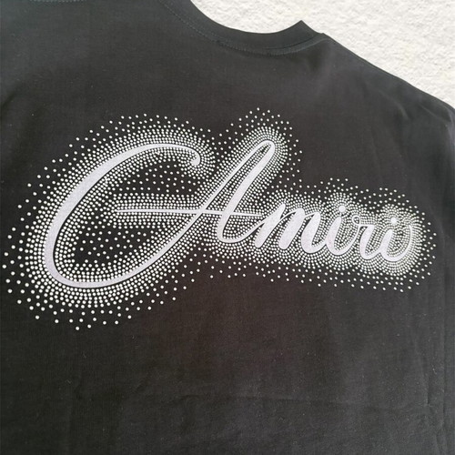 Amiri T-shirt used, black, size XL with strass logo