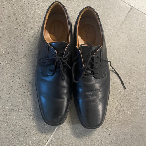 Clarks leather men's shoes like new, size 45, black