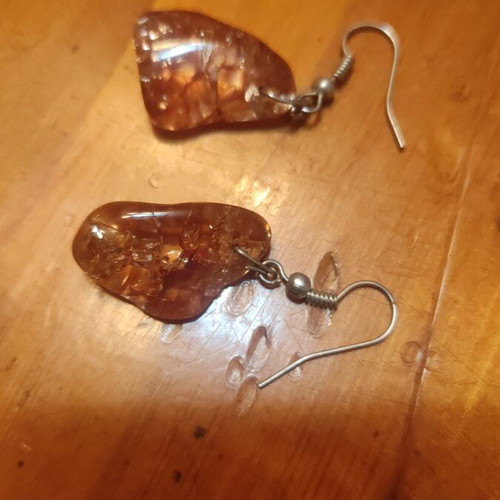 Baltic amber earrings like new, orange