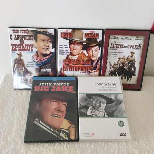 DVD classic Western movies with John Wayne, like new, pack of 5