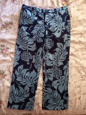 Roxy Life Blue Spicy Girl Cropped Pants like new, tropical floral print