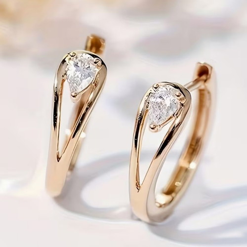 Gold earrings with red stone new