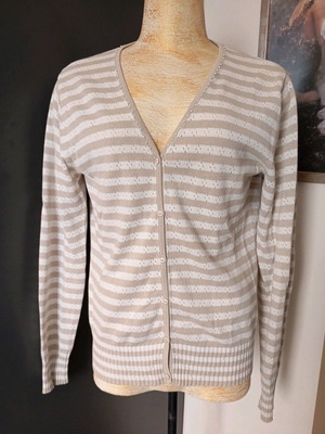 Jasmin women's cardigan used, beige white, size S/M, cotton