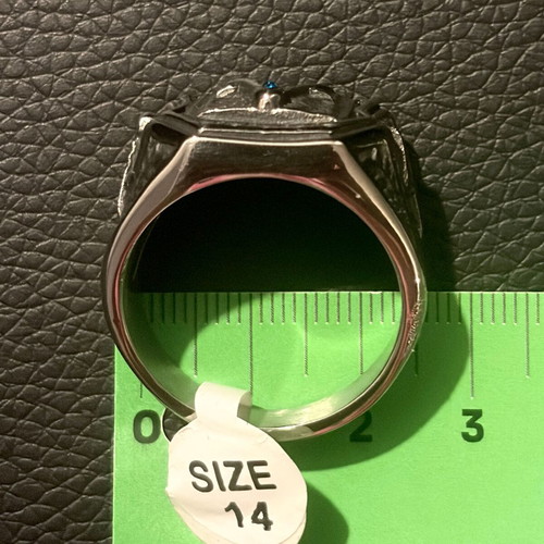 Masonic Square & Compasses Ring new, blue stone, 316L steel, US 15