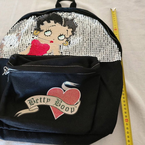 Betty Boop backpack with sequins, black, like new