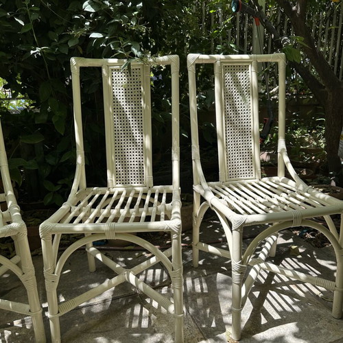 Vintage Faux Bamboo Chairs set of 4, solid wood and lacquer