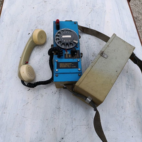 Antique technician telephone used in carrying case rare collectible tool