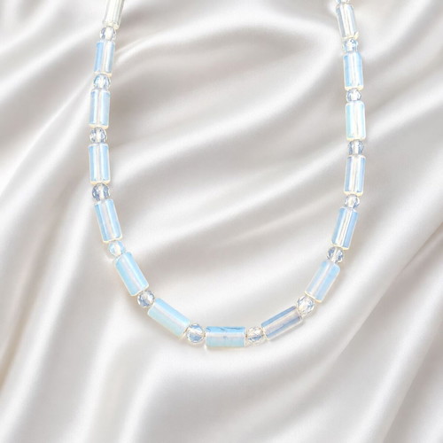 Handmade necklace with stainless steel chain and moonstone