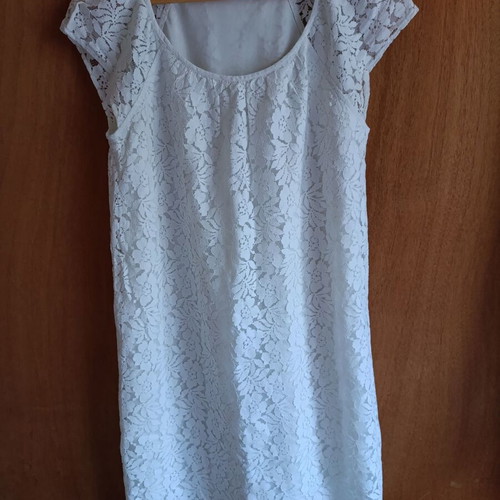 White mini dress with lace and lining size M like new