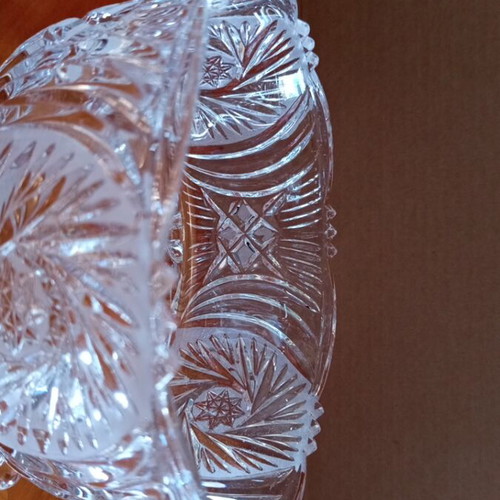 Vintage Pinwheel crystal bowl with 3 feet, heavy crystal