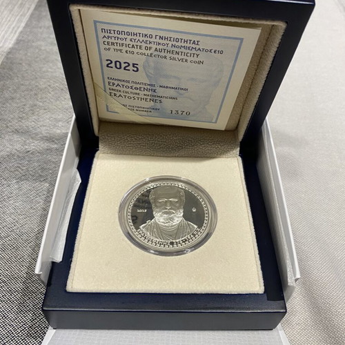 10 Euros Silver Proof Coin Eratosthenes Greece New