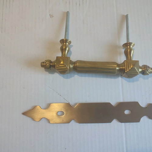 Door handle used, ornate solid brass