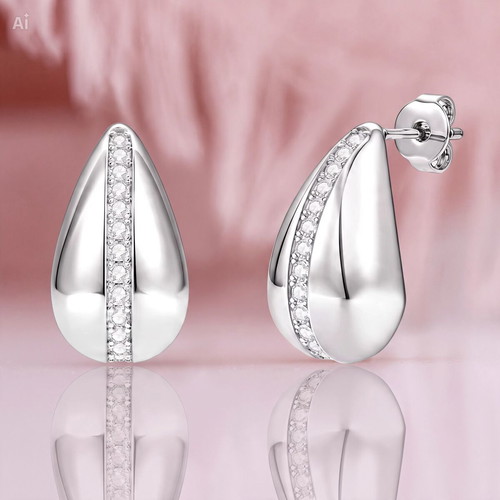 14K White Gold Moissanite Teardrop Earrings with GRA Certificate