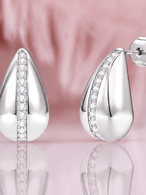 14K White Gold Moissanite Teardrop Earrings with GRA Certificate