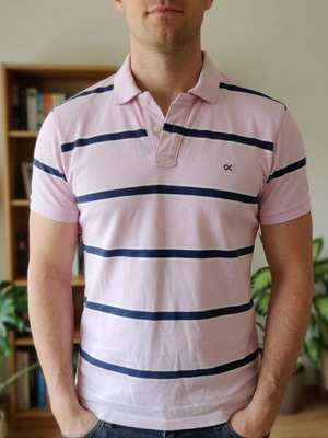 Oxford Company Polo shirt denim striped, size L, like new
