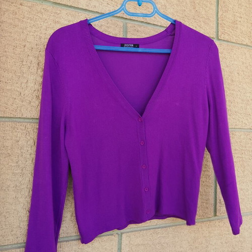 Oyster women's purple thin cardigan, size L