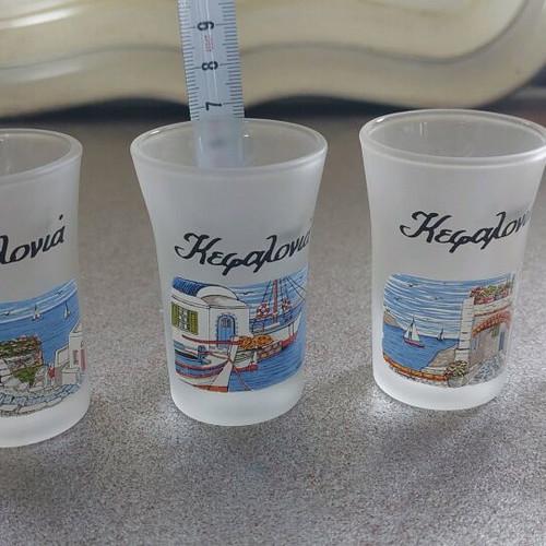 Glass tsipouro set souvenir from Tinos like new