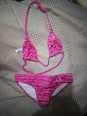 Calvin Klein girls' swimsuit like new, white and pink, for ages 4-5