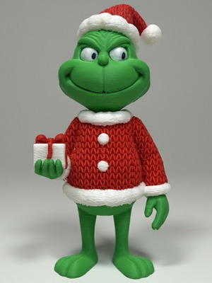 Printed Grinch figure with knitted Christmas outfit new