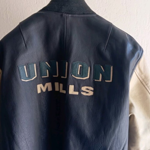 Union Mills Leather Street Bomber Jacket new beige brown