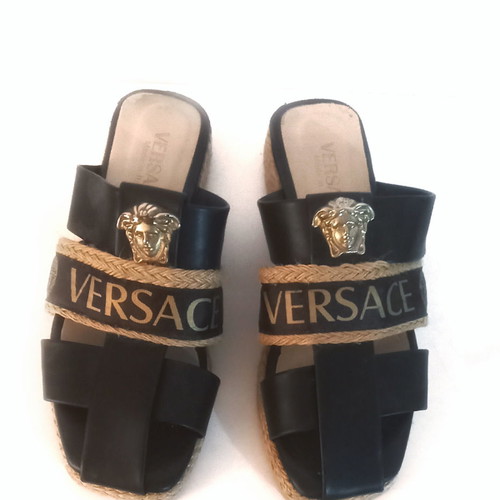 Versace flats used, black, size 40