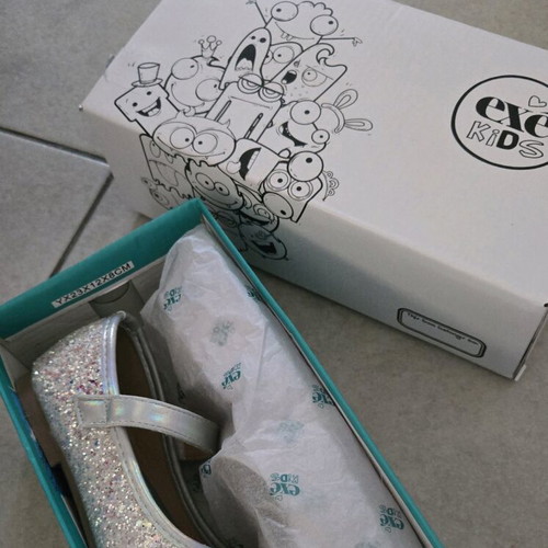 Exe leather ballerinas with glitter, like new, size 27, silver