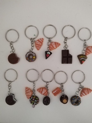 Keychains pack of 10 new, beige and brown