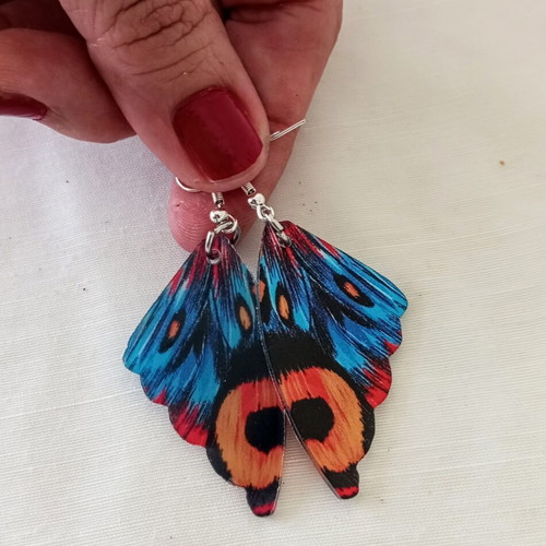 Butterfly Wing Earrings new, colorful plexiglass and stainless steel