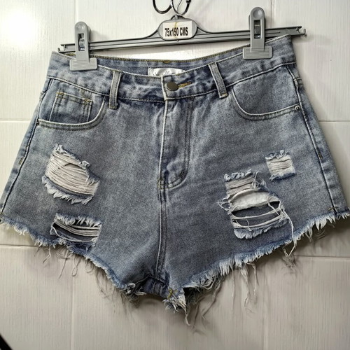Women's denim shorts, size S-M, blue and turquoise