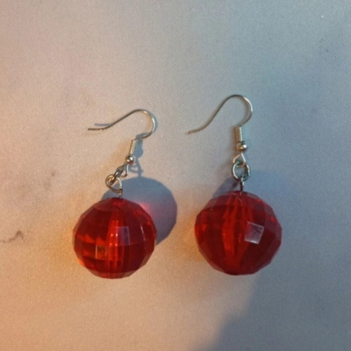 Handmade magic earrings red and silver new