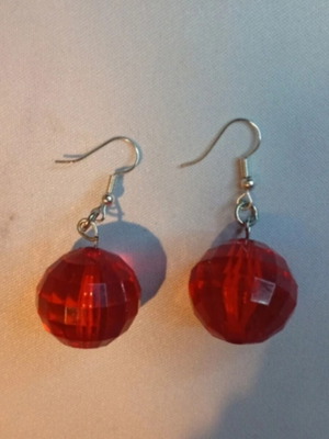 Handmade magic earrings red and silver new