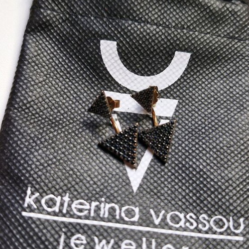 Katerina Vassou earrings silver 925 with black crystals used
