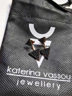 Katerina Vassou earrings silver 925 with black crystals used