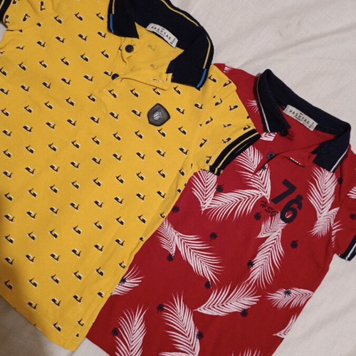 Hashtag polo shirts like new, pack of 2, size 116 cm, red and yellow