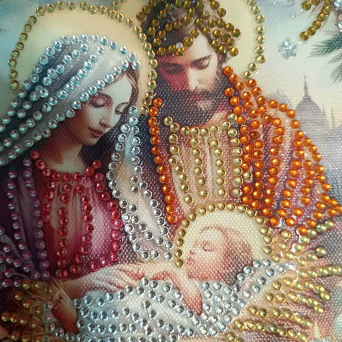 Diamond painting icon with ready frame, new