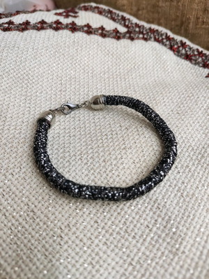 Bracelet black lurex rope style made to order