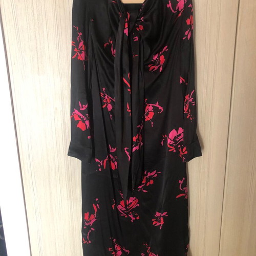 Ganni bow-tie viscose dress size 38 like new, black