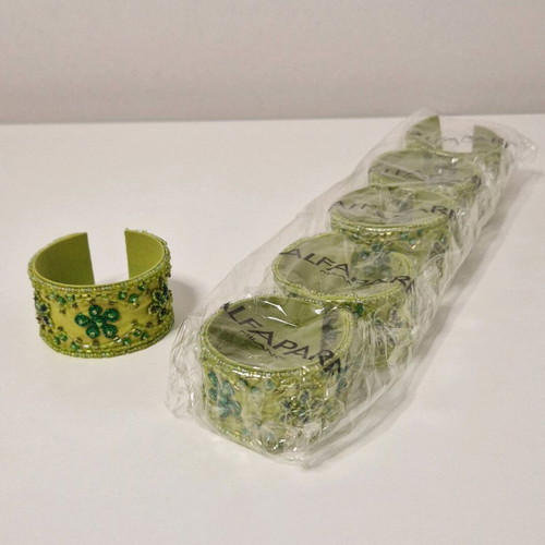 Green linen bracelet with beads new, Alfaparf Milan