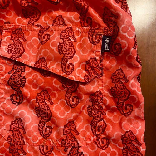 Parah men's swimwear size L new, coral with seahorses