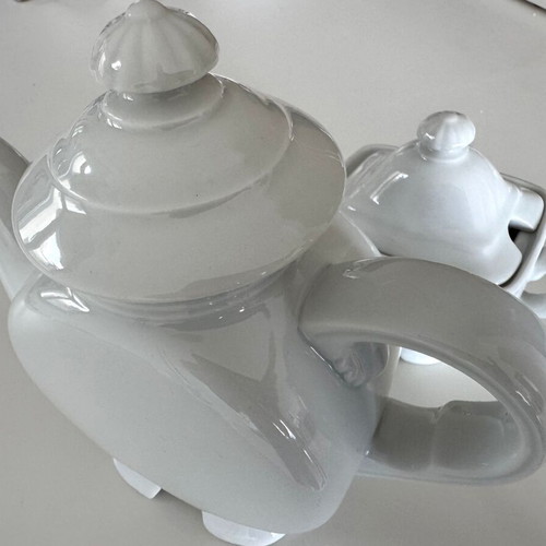 Porcelain teapot and sugar bowl set white, new