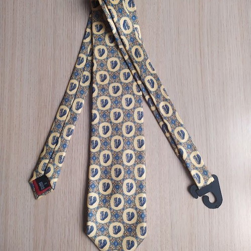 S.T.Dupont silk men's tie like new yellow and turquoise